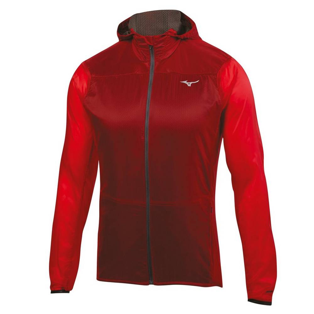 Panske Bundy Mizuno Breath Thermo Hoody Červené Vypredaj UQOC85142